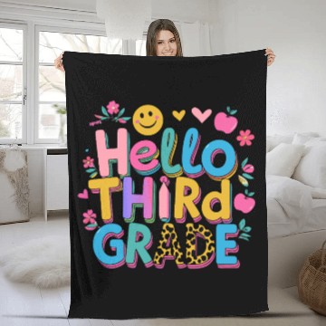 Discover back-to-school-Colorful Hello Third Grade Design Fleece Blankets