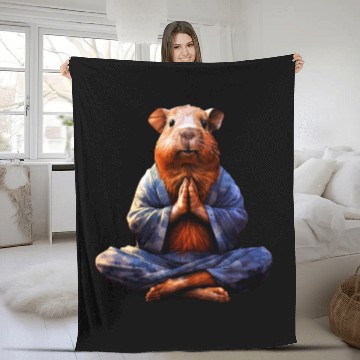 Discover Yoga guinea pig Fleece Blankets