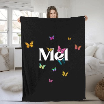 Discover MEL - beautiful girl name with cute butterflies Fleece Blankets