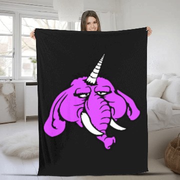 Discover Unicorn Big Elephant Sitting Angry Sad Funny Cool Fleece Blankets