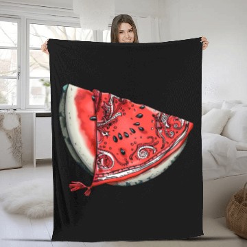 Discover Streetwear Watermelon Slice - Fresh Summer Fruit Fleece Blankets