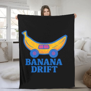 Discover Whimsical Banana Drift Car Design Fleece Blankets