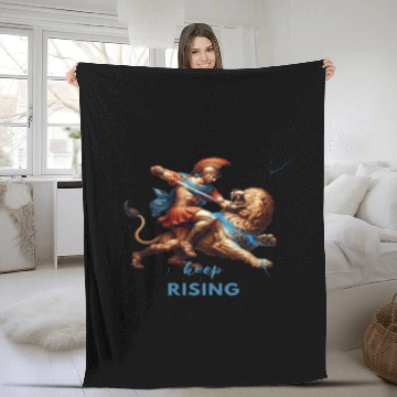 Discover Epic Warrior Battling Lion Fleece Blankets Design
