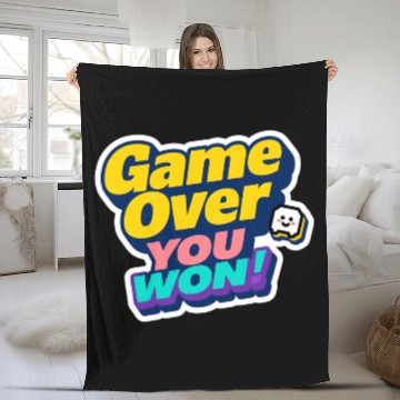 Discover Game Over You Won Motivational Sticker Fleece Blankets