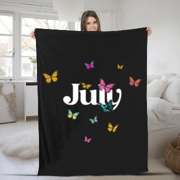 Discover JULY - beautiful girl name with cute butterflies Fleece Blankets
