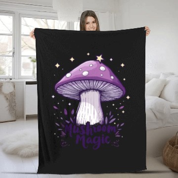 Discover Mushroom Magic - Mystical mushroom Fleece Blankets