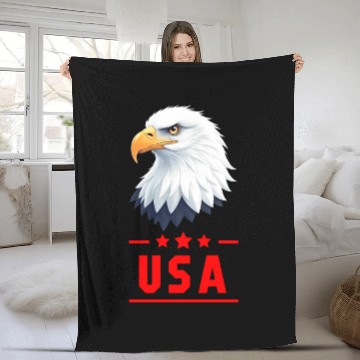 Discover Majestic Eagle USA Emblem Fleece Blankets