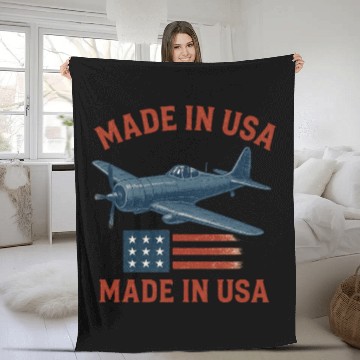 Discover Vintage Military Aircraft USA Prid Fleece Blankets