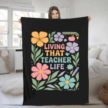 Discover Floral Teacher Life Illustration Fleece Blankets