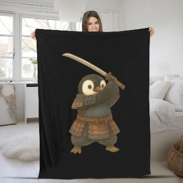 Discover Penguin Samurai katana sword martial arts Japan Fleece Blankets