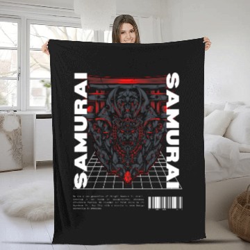 Discover Futuristic Demonic Warrior Mask Fleece Blankets