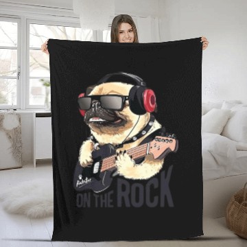 Discover Rockstar Dog with Guitar & Headphones Fleece Blankets