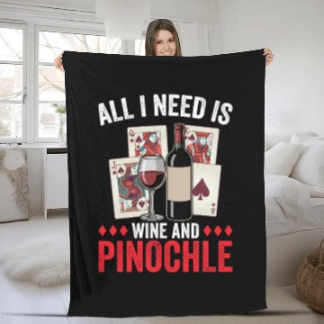 Discover Pinochle And Wine Melding Card Game Wine Lover Fleece Blankets