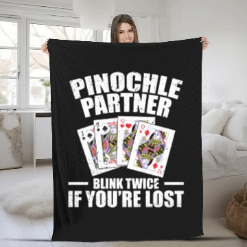 Discover Pinochle Partner Blink Twice If You're Lost Fleece Blankets