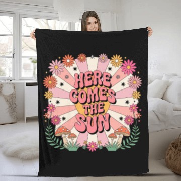 Discover Here Comes The Sun Flowers Abstract Art Lover Fleece Blankets