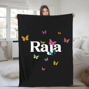 Discover RAJA - beautiful girl name with cute butterflies Fleece Blankets