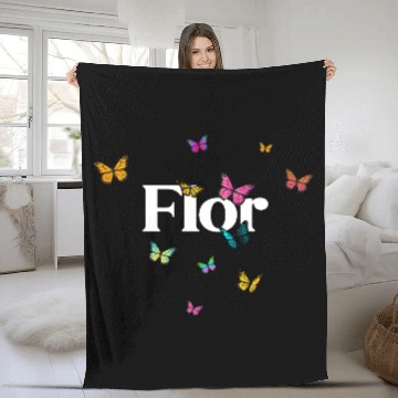 Discover FLOR - beautiful girl name with cute butterflies Fleece Blankets