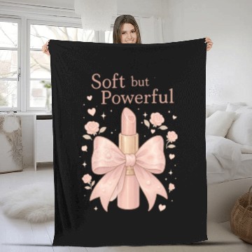 Discover Empowering Lipstick with Soft Pink Bow Fleece Blankets