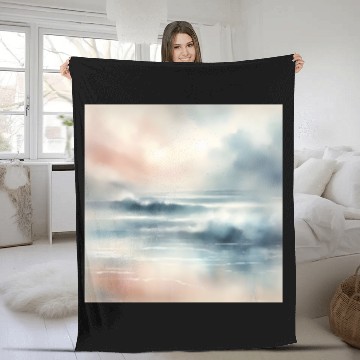 Discover Serene Ocean Dawn Abstract Fleece Blankets