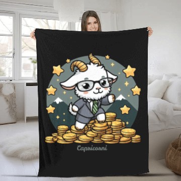 Discover Capricorn Business Goat Illustration Fleece Blankets