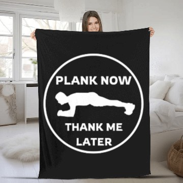 Discover Humorous Plank Exercise Illustration Fleece Blankets