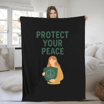 Discover Peaceful Defender Shield Illustration Fleece Blankets