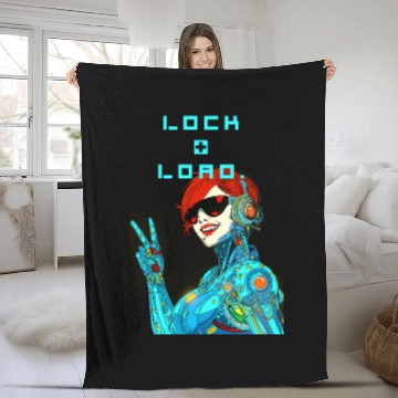 Discover Cyberpunk Peace Sign Illustration Fleece Blankets