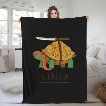 Discover Ninja Turtle Warrior Illustration Fleece Blankets