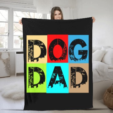 Discover Dog Dad – Colorful Retro Pet Lover Design Fleece Blankets
