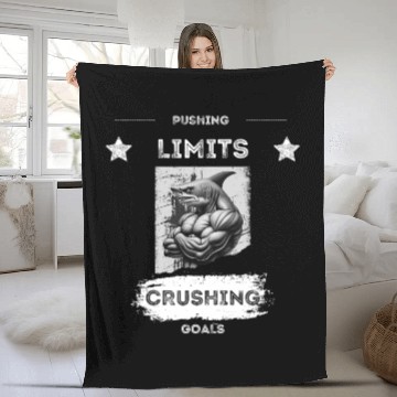 Discover PUSHING LIMITS – Ripped Shark Gym Design Fleece Blankets