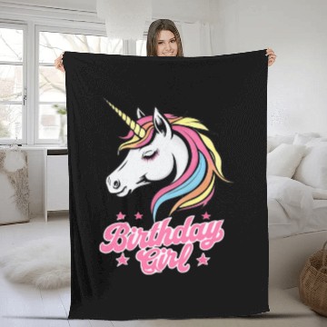Discover Sparkling Rainbow Unicorn Birthday Fleece Blankets