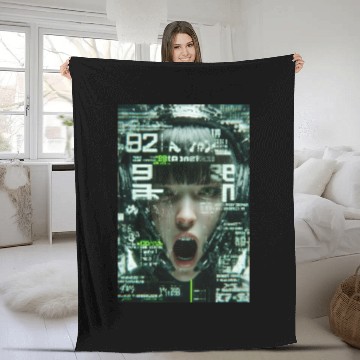 Discover Cyberpunk Digital Scream Fleece Blankets