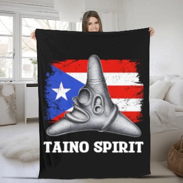 Discover Puerto Rico Cemi Triangle Statue Flag Fleece Blankets