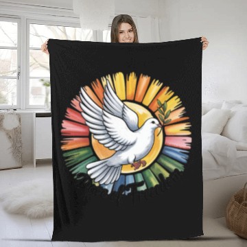 Discover Peaceful Dove with Olive Branch Design Fleece Blankets