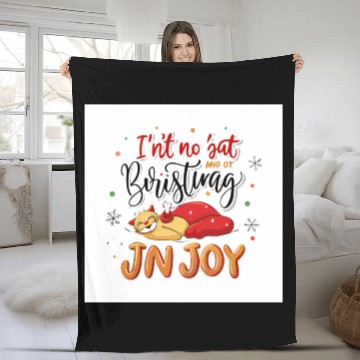 Discover Festive Cat Joy Christmas Design Fleece Blankets