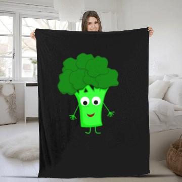 Discover Whimsical Broccoli Character Design Fleece Blankets