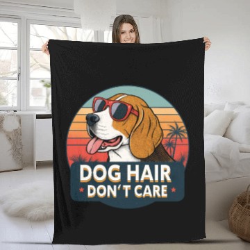 Discover Humorous Dog Hair Don't Care Sunset Design Fleece Blankets