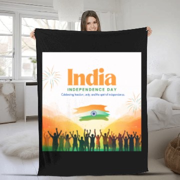 Discover Vibrant India Independence Day Celebration Fleece Blankets