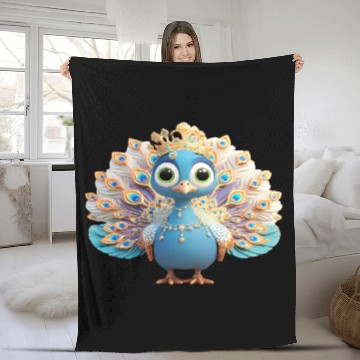 Discover Regal Peacock Fantasy Character Fleece Blankets
