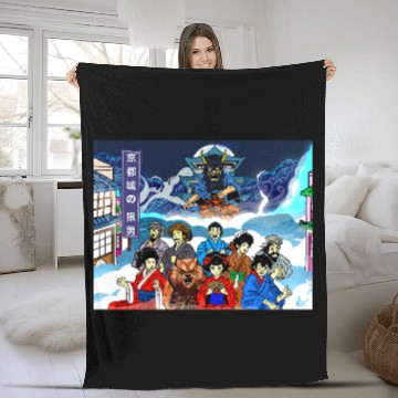 Discover Mythical Samurai Wolf Theater Fleece Blankets