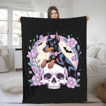 Discover Dark Fantasy Doberman Dog Gothic Art Illustration Fleece Blankets
