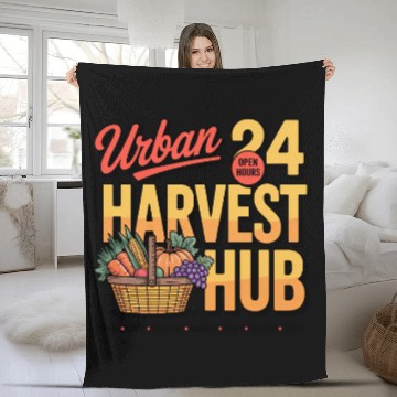 Discover Urban Harvest Hub Vintage Design Fleece Blankets