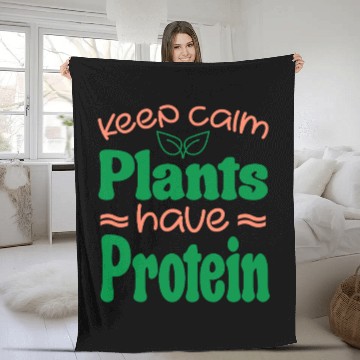 Discover Keep Calm Plant Protein Quote Fleece Blankets