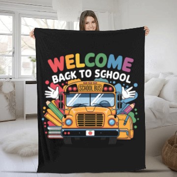 Discover Welcome Back to School School Bus Fleece Blankets