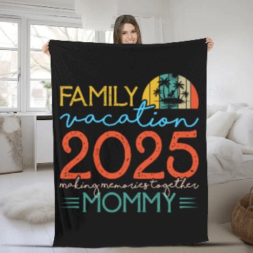 Discover Family Vacation 2025 Tropical Sunset Design Fleece Blankets