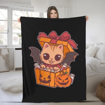 Discover Halloween Cat with Potion Gift Box Fleece Blankets
