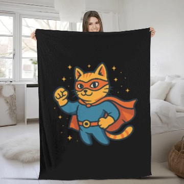 Discover Martial Arts Cat Superhero Design Fleece Blankets