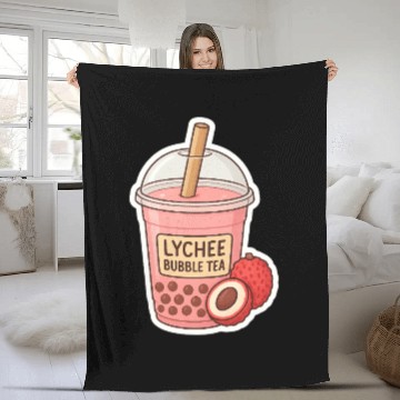 Discover Lychee Bubble Tea Illustration Fleece Blankets