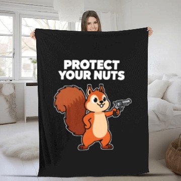 Discover Protect Your Nut Squirrel Illustration Fleece Blankets