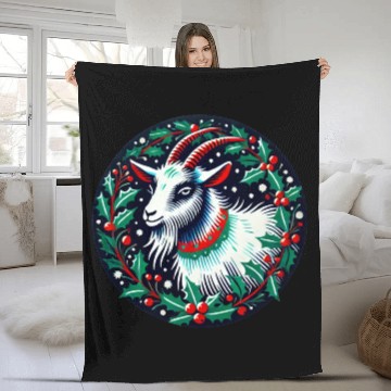 Discover Festive Yule Goat Nordic Holiday Design Fleece Blankets